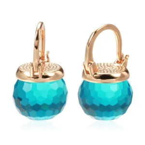 Blue Zircon Stud Earrings for Women Party Wedding Jewelry