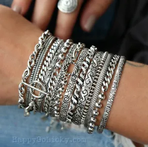 Boho Stacking Sterling Silver Bracelets