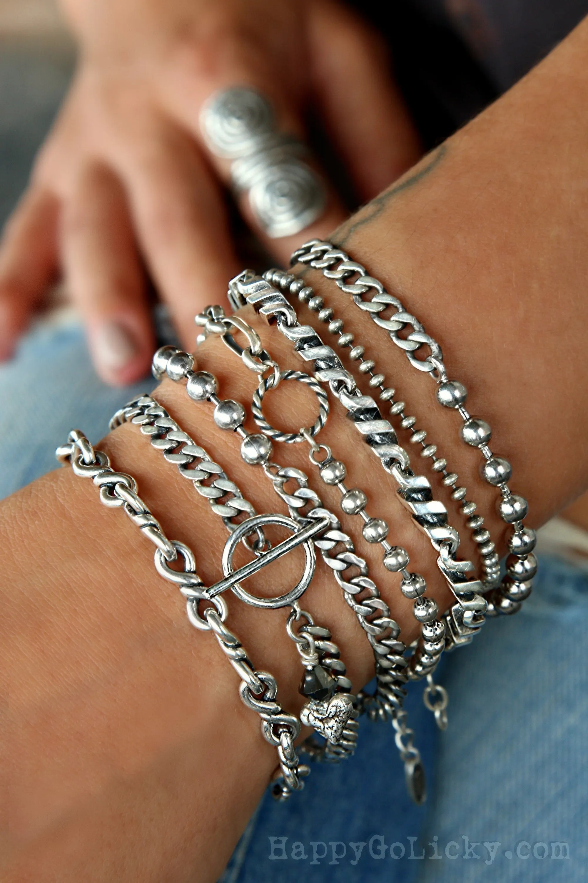 Boho Stacking Sterling Silver Bracelets