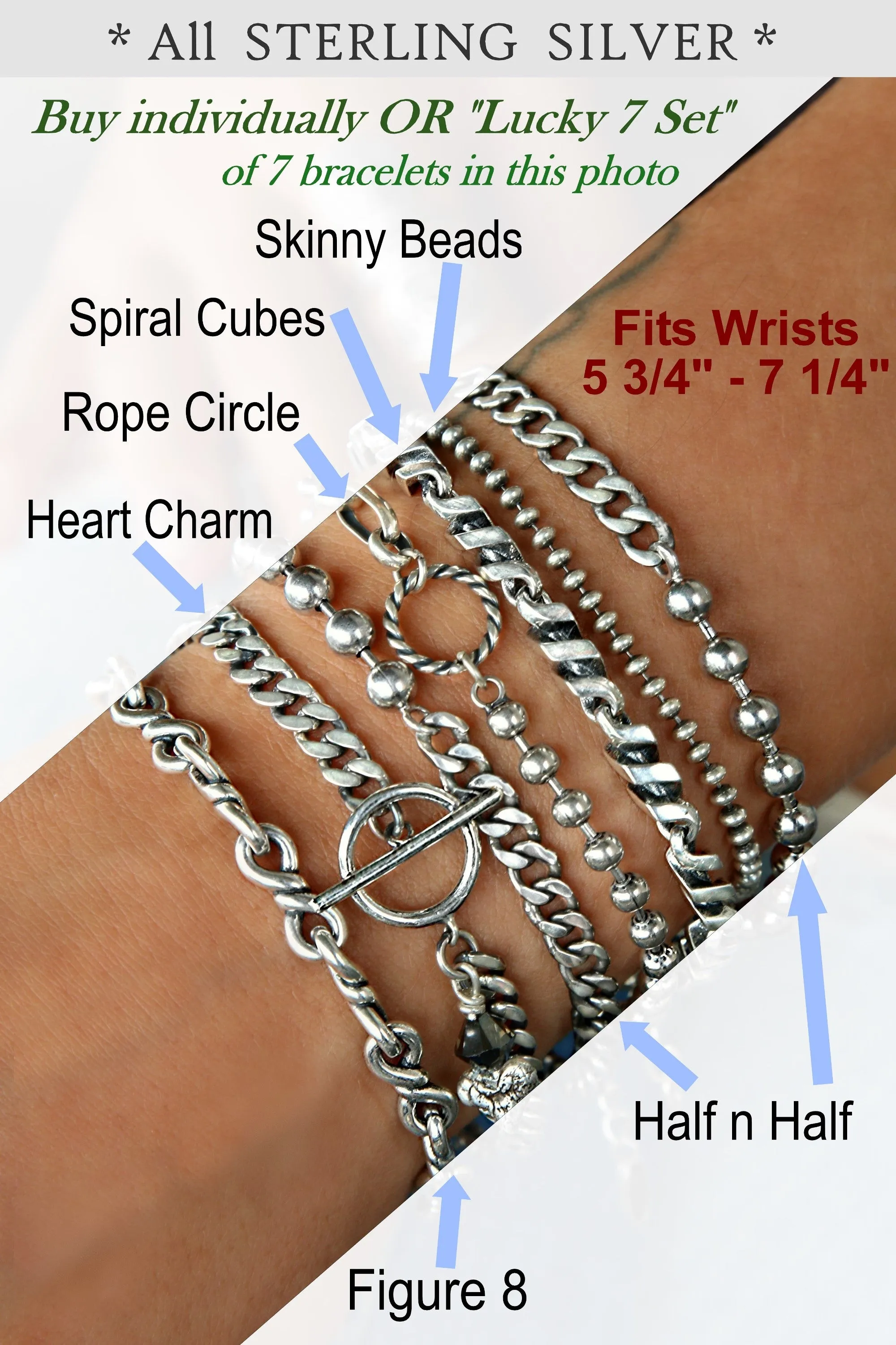 Boho Stacking Sterling Silver Bracelets
