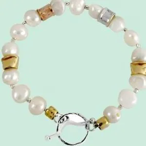 Bracelet for woman, Sterling silver 925 14 KT goldfilled and pearls