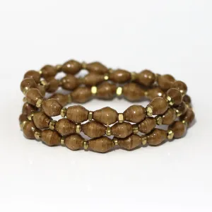 Bracelet - Toffee Triple Wrap Solid
