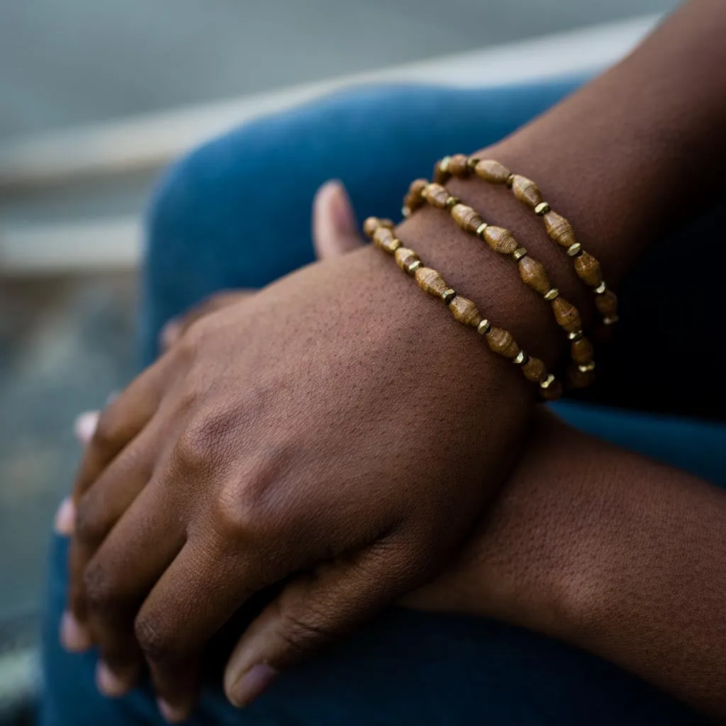 Bracelet - Toffee Triple Wrap Solid
