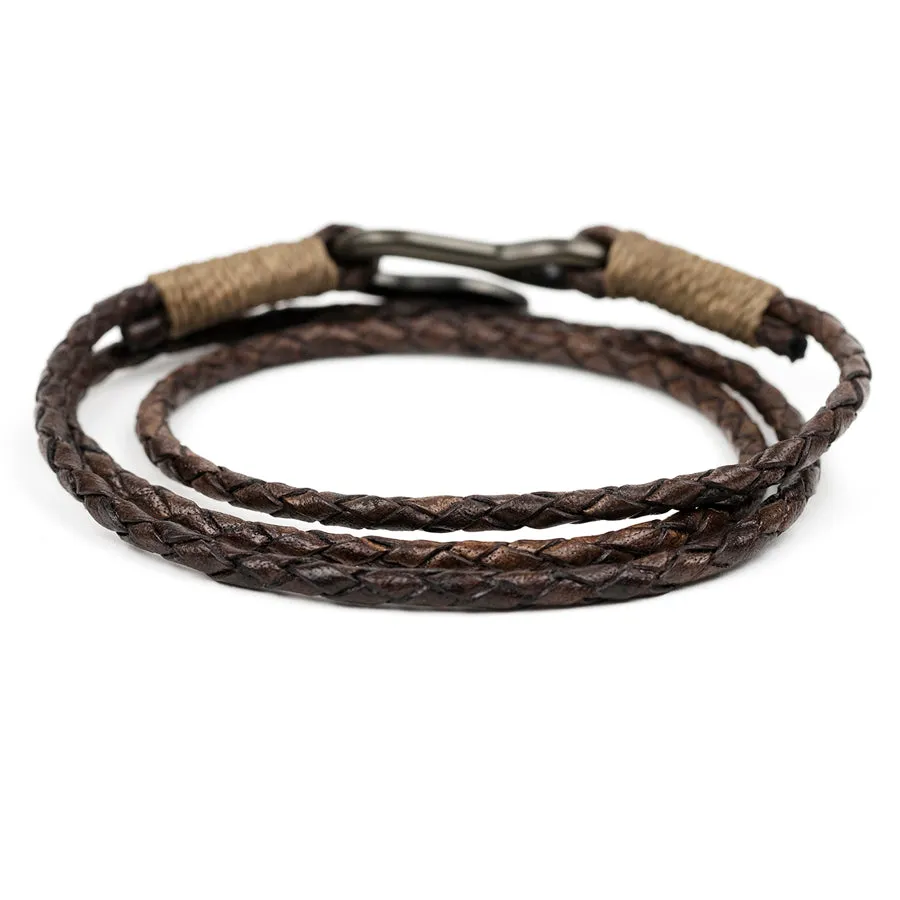 Braided Leather Triple Wrap