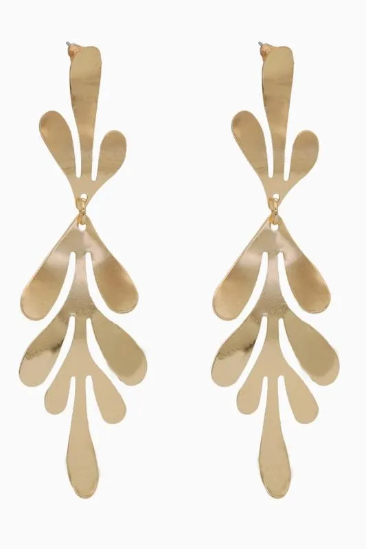Brass Leaf Dangle Earrings