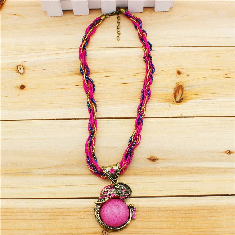 Breast Cancer Elephant Statement Necklace