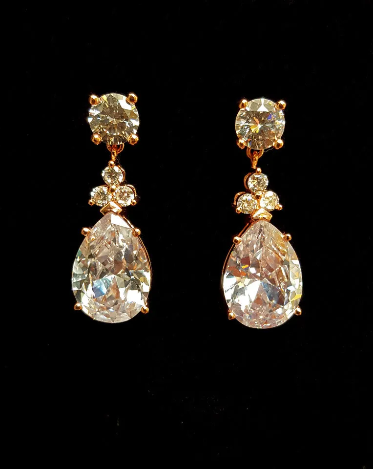 Bridal earrings - BEST SELLER - Velvet pear crystal drop by Stephanie Browne
