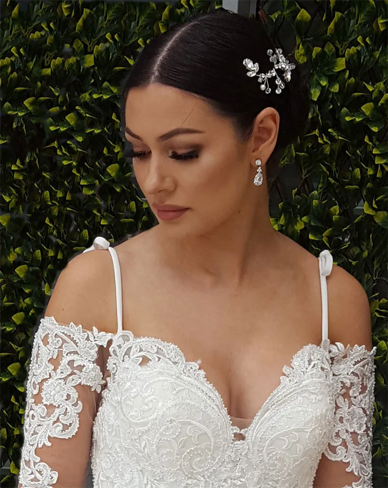 Bridal earrings - BEST SELLER - Velvet pear crystal drop by Stephanie Browne