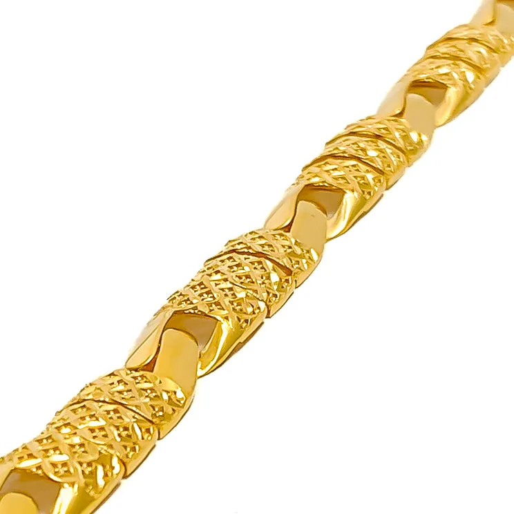 Bright Mesh Interlinked 22k Gold Bracelet