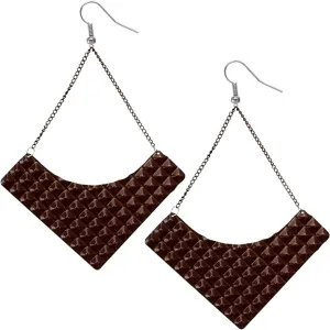 Brown Large Pyramid Textured Chain Earrings