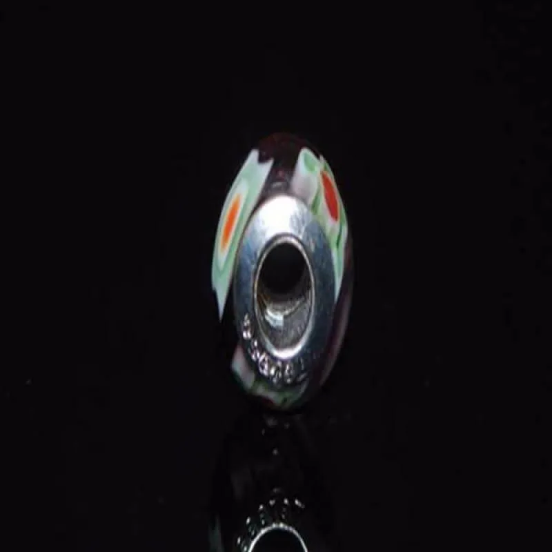 Brown Multicolor Murano Glass Charm Bead.