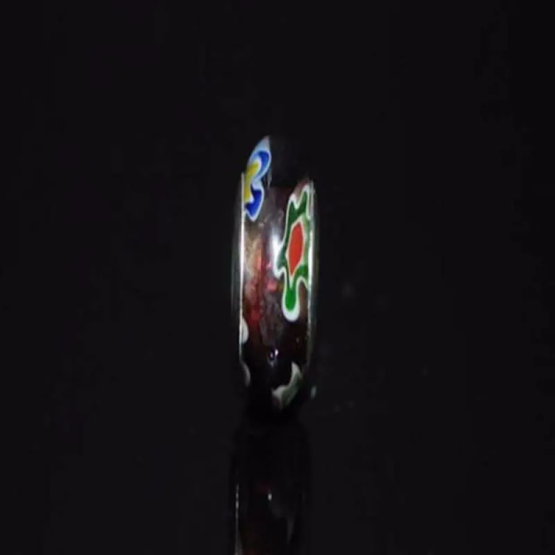 Brown Multicolor Murano Glass Charm Bead.