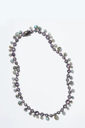 Bubble Tiered Rivière Necklace - Rose of France & Labradorite