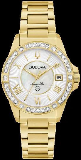 Bulova Marine Star-Diamond Ladies-Watch Gold-Tone