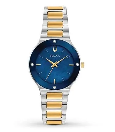 Bulova Quartz Diamond Blue Dial Ladies Watch 98R273