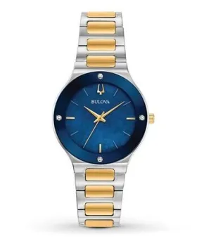 Bulova Quartz Diamond Blue Dial Ladies Watch 98R273