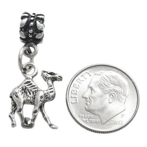 Camel Euro Bead Charm in 3D Sterling Silver.