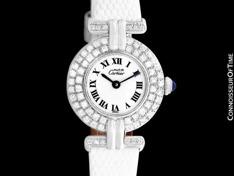 Cartier Colisee Ladies Vendome Vermeil Watch - 18K White Gold over Sterling Silver with Diamonds