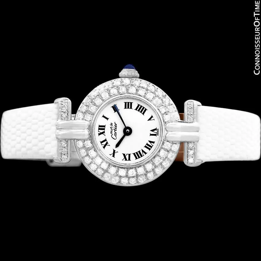 Cartier Colisee Ladies Vendome Vermeil Watch - 18K White Gold over Sterling Silver with Diamonds