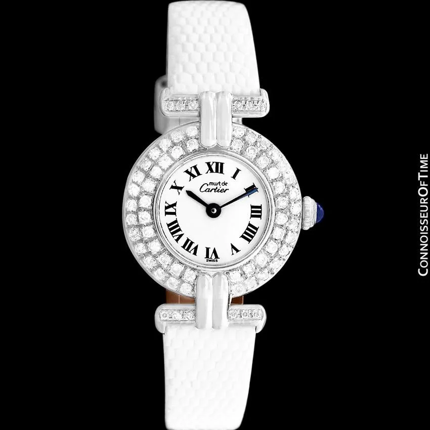 Cartier Colisee Ladies Vendome Vermeil Watch - 18K White Gold over Sterling Silver with Diamonds