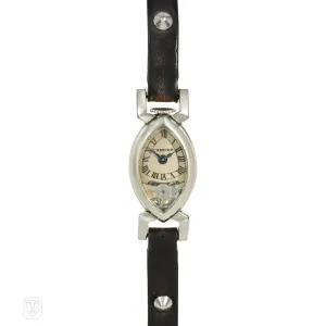 Cartier, France "Amande" navette-shaped Art Deco watch