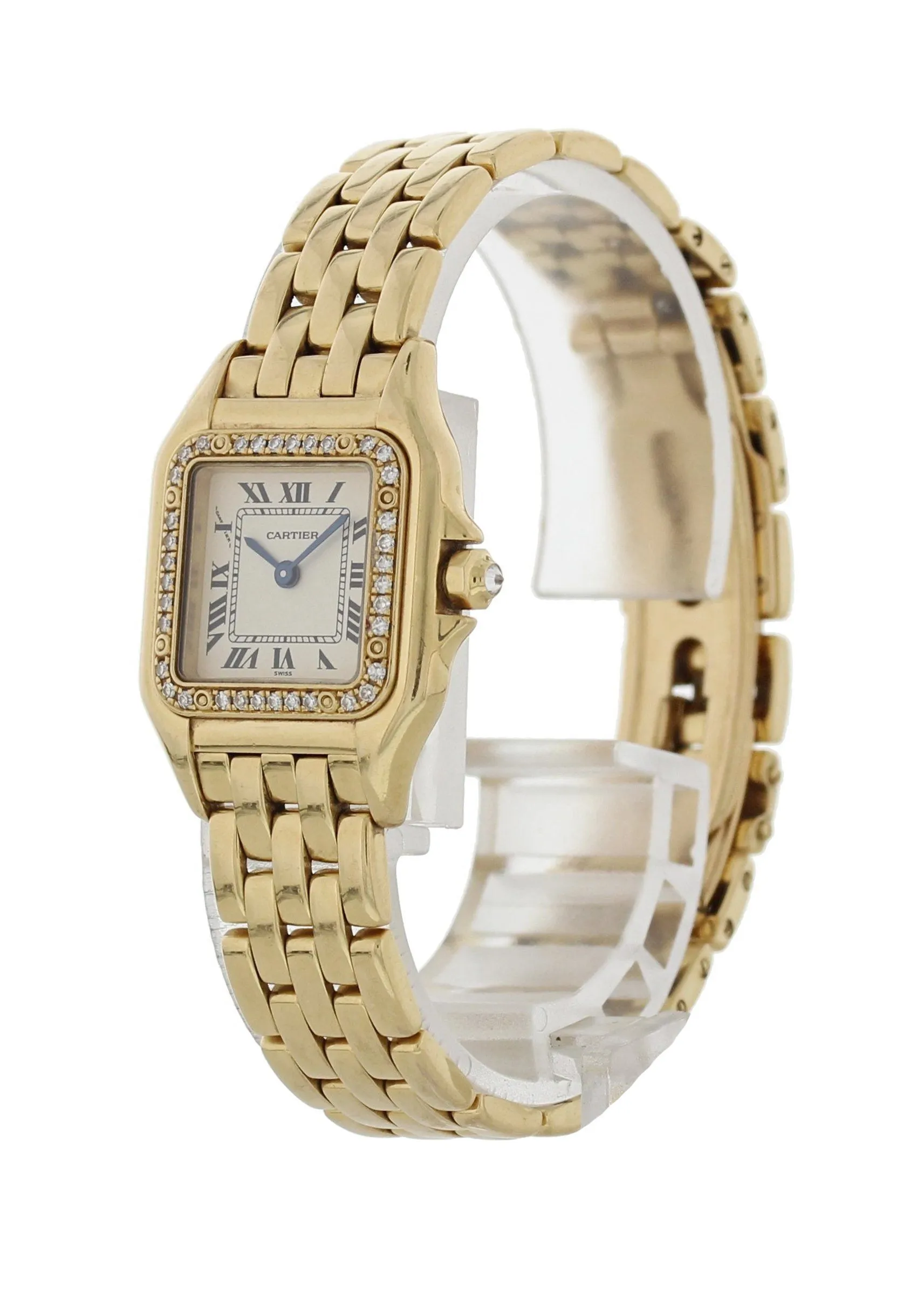 Cartier Panthere 1280 18k Yellow Gold Ladies Diamond Watch Box Papers