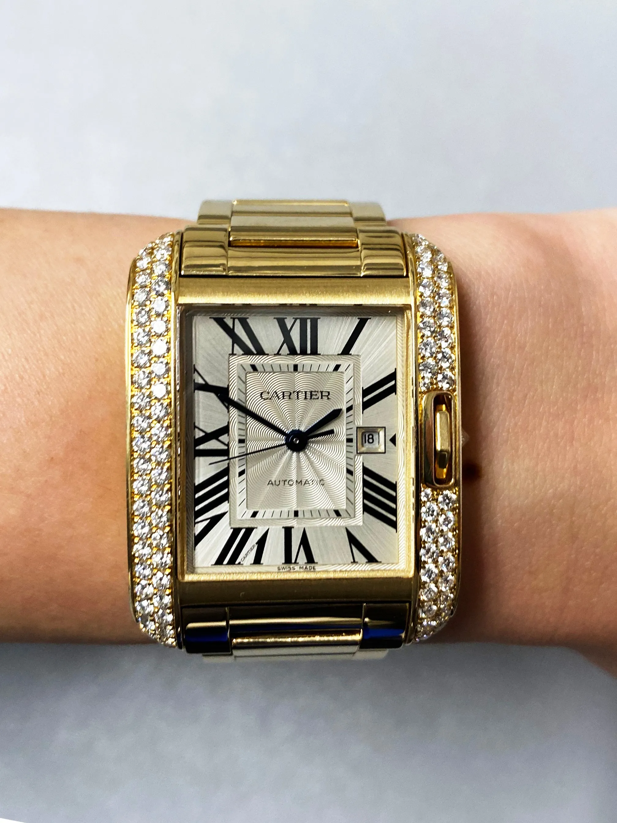 Cartier Tank Anglaise  WT100006 18K Yellow Gold Diamond Box/Papers