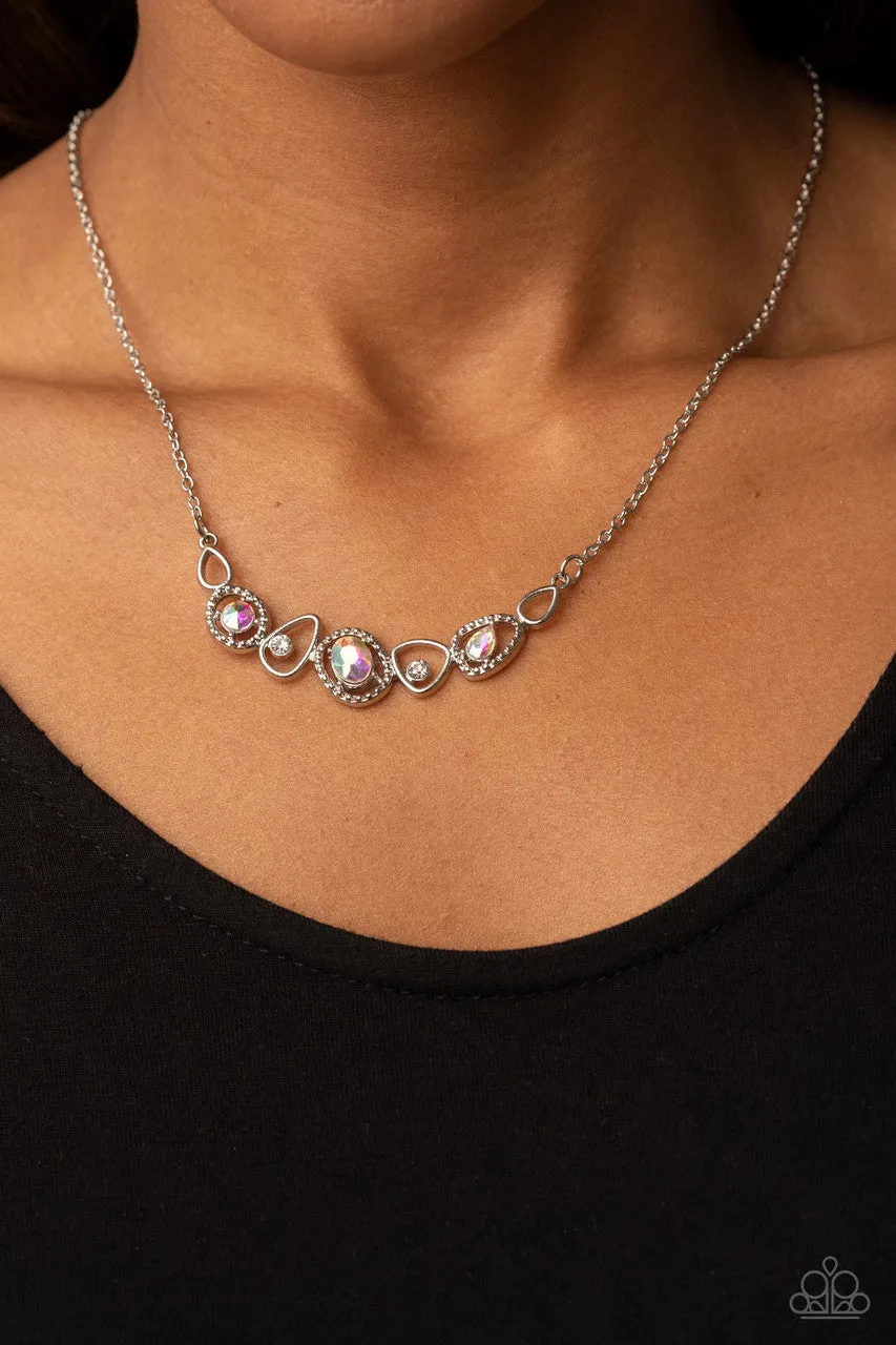 Celestial Cadence Multi Iridescent Rhinestone Collar Paparazzi Necklace