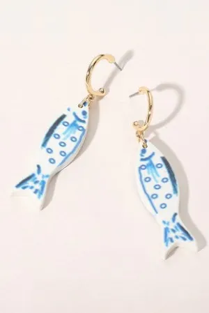 Ceramic Fish Dangle Earrings