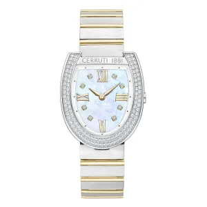 Cerruti Lerici Ladies MOP Dial Stainless Steel Silver Gold Plated Watch