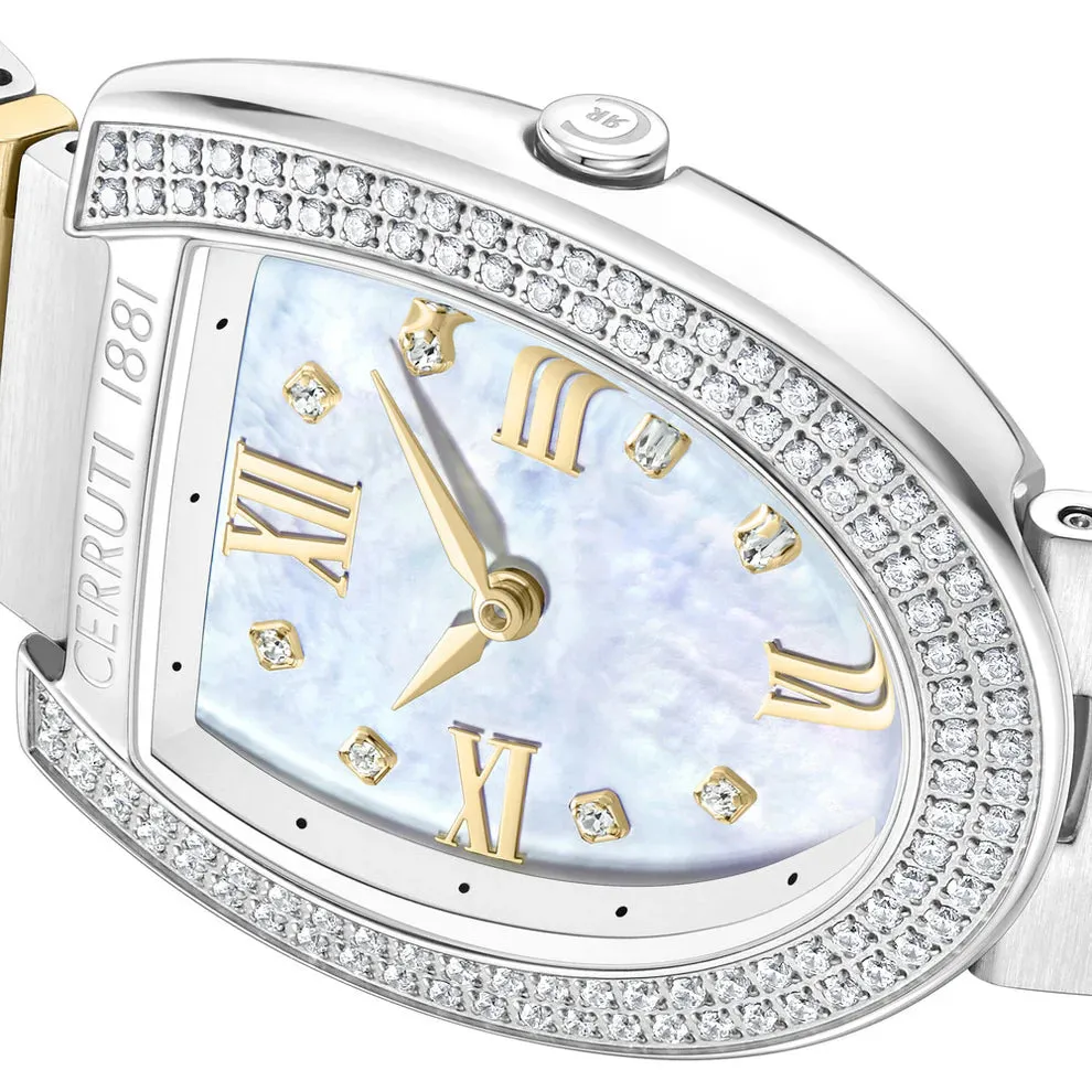 Cerruti Lerici Ladies MOP Dial Stainless Steel Silver Gold Plated Watch