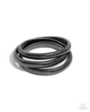 Charismatic Coils - Black - Gunmetal Chain Paparazzi Coil Bracelet