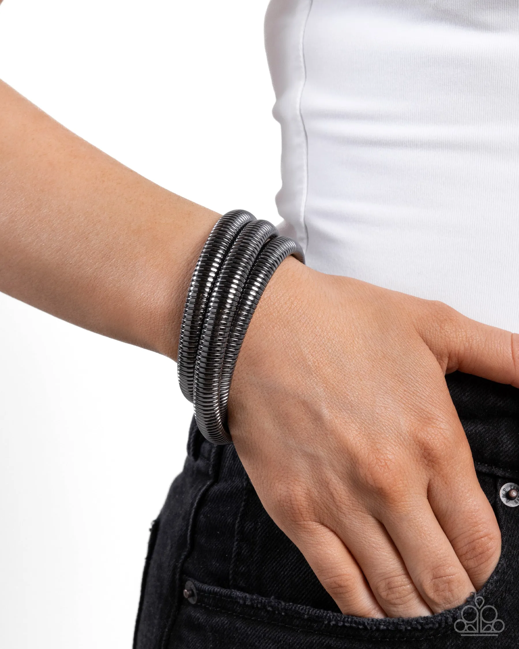 Charismatic Coils - Black - Gunmetal Chain Paparazzi Coil Bracelet