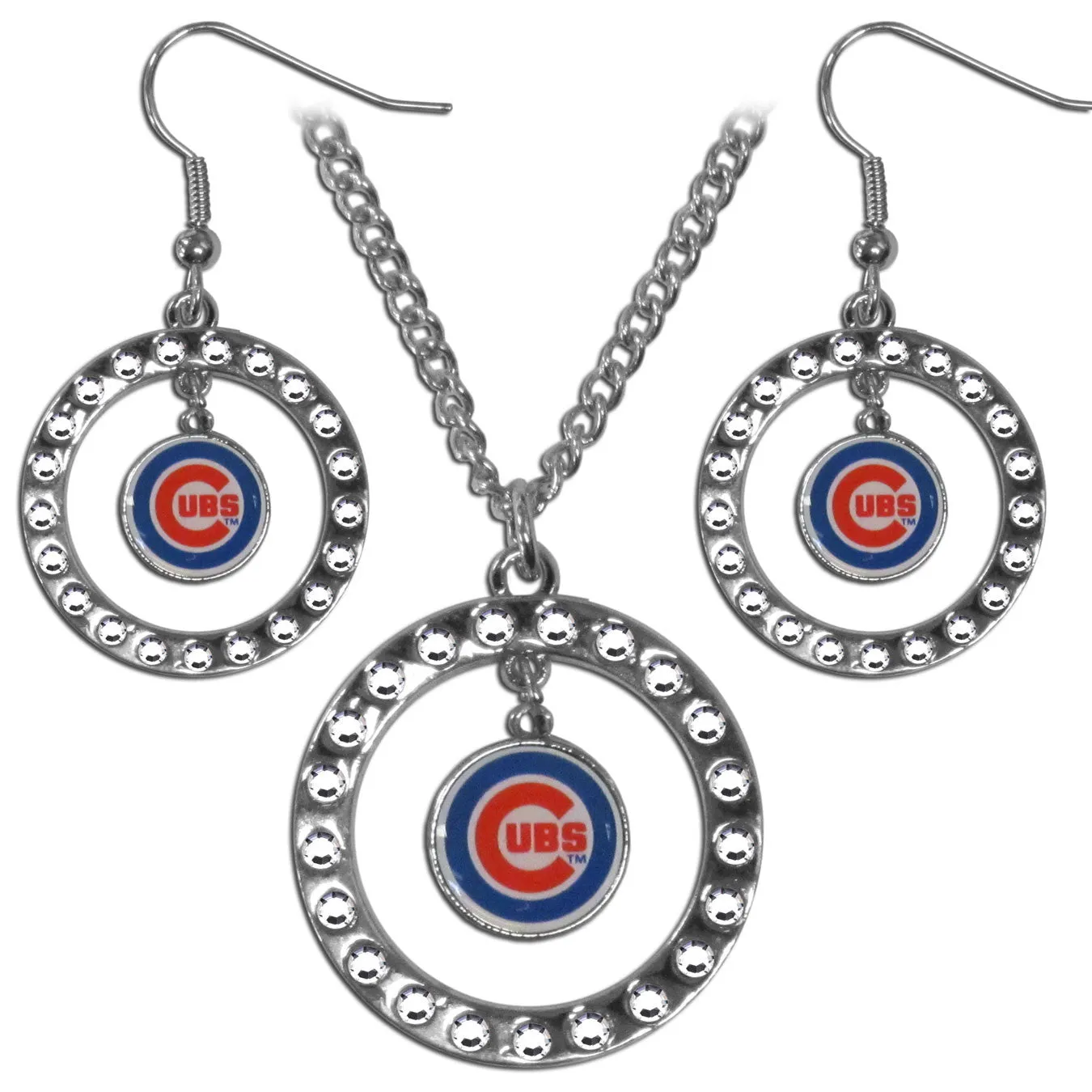 Chicago Cubs Rhinestone Hoop Jewelry Set