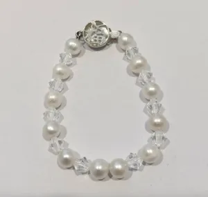 Children's Bracelets:  Sterling Silver, Freshwater Pearl, Swarovski Crystals Bracelets 15cm with Gift Box THIS MONTH'S BIG SPECIAL