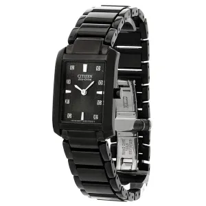 Citizen Palidoro Diamond Black Dial Black IP Stainless Steel Ladies Watch EX1077-51E