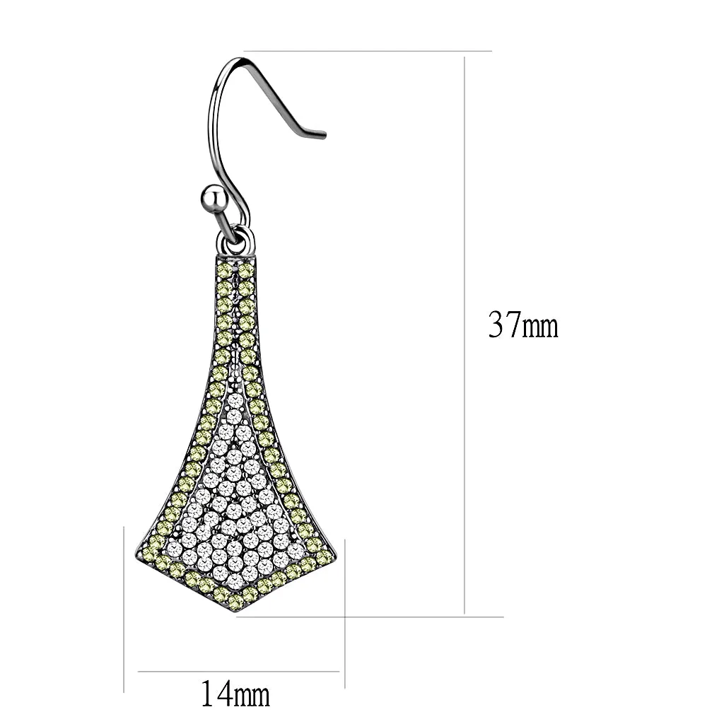 CJ174 Wholesale Women's Stainless Steel AAA Grade CZ Topaz Dangle Earrings