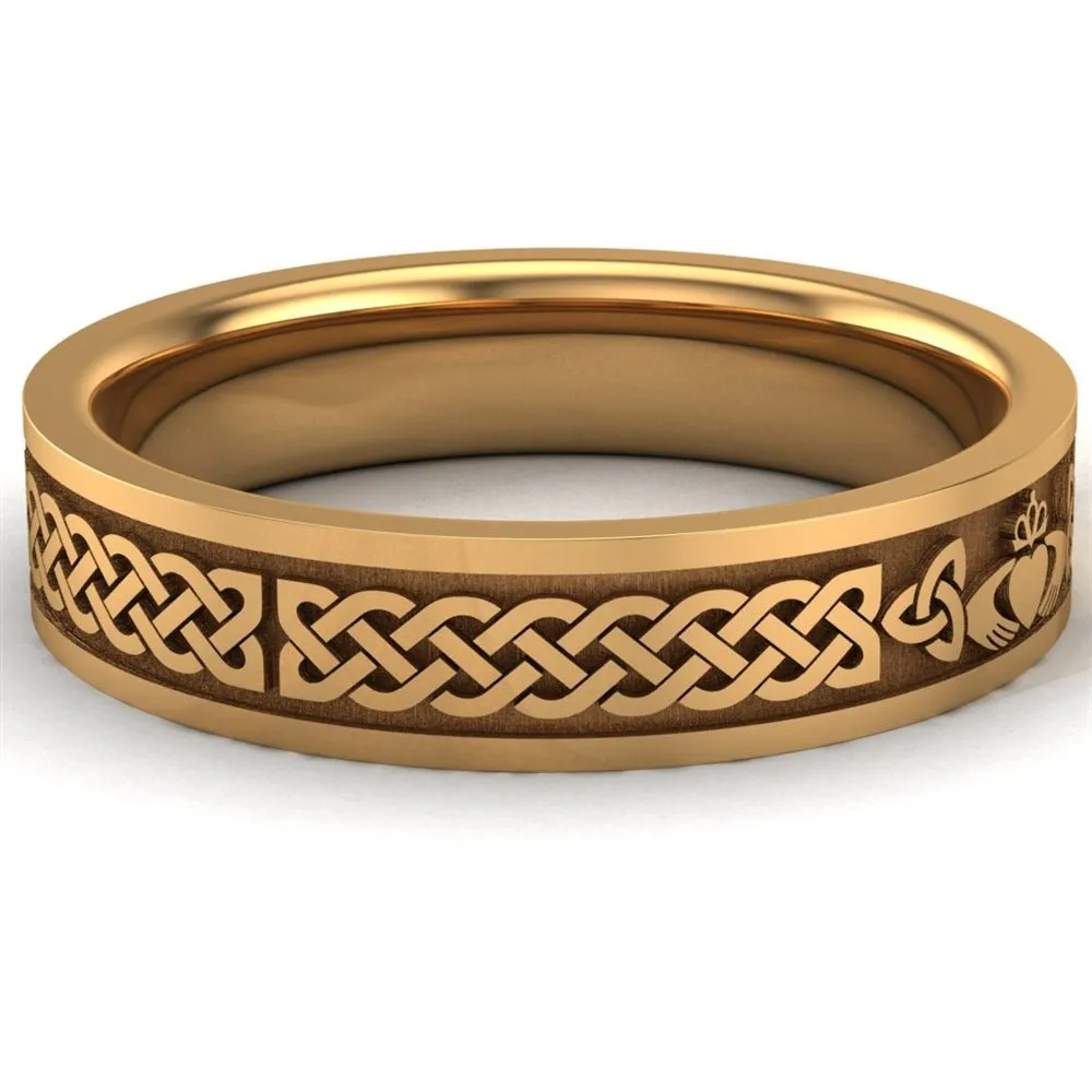 Claddagh Wedding Ring UCL1-14Y5MFLAT - 14K Yellow Gold