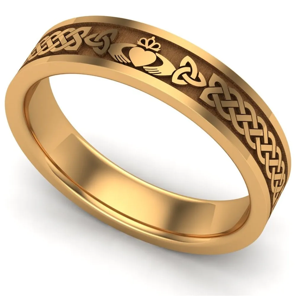 Claddagh Wedding Ring UCL1-14Y5MFLAT - 14K Yellow Gold
