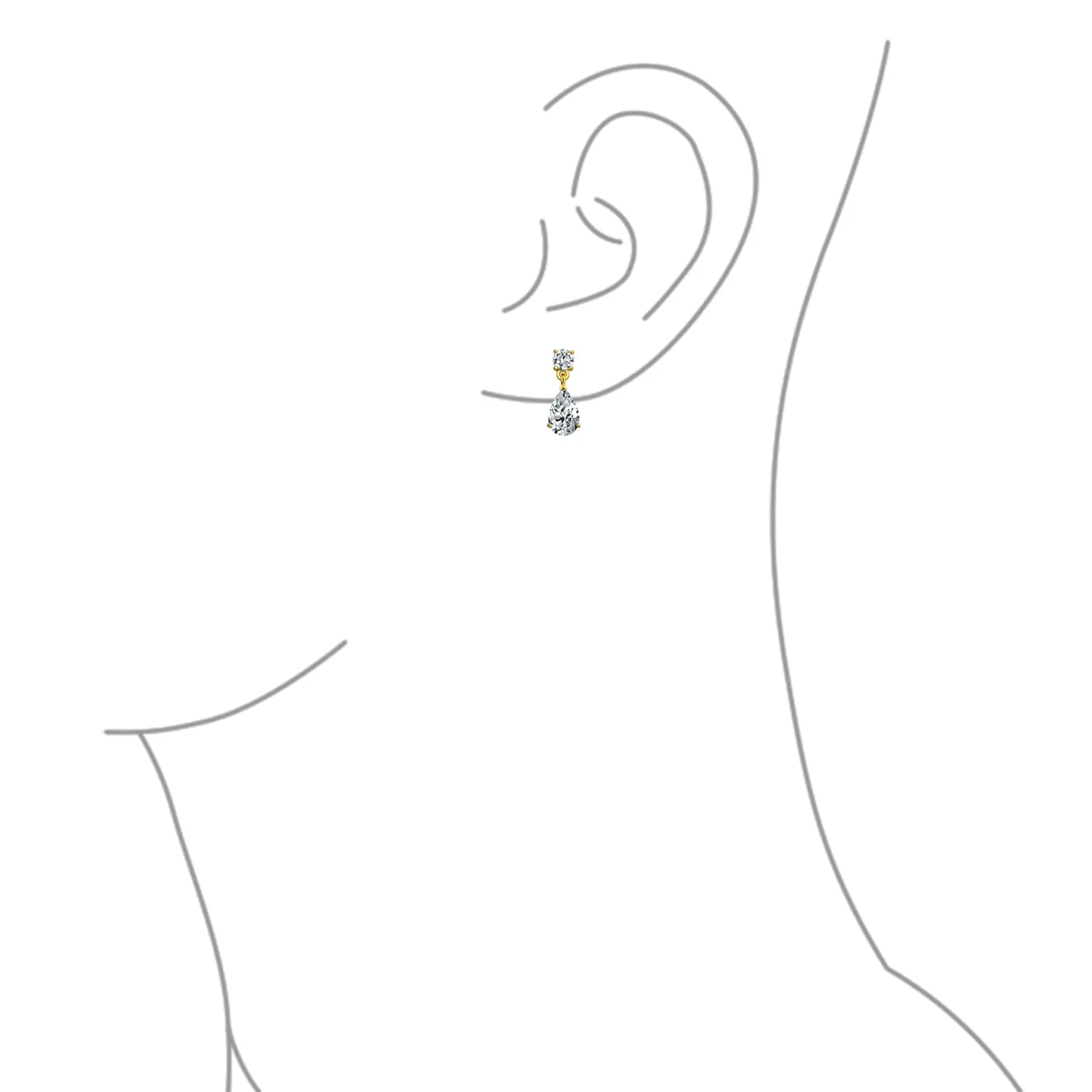 Classic Bridal CZ Dangle Chandelier Earrings 14K Gold Plated Sterling Silver