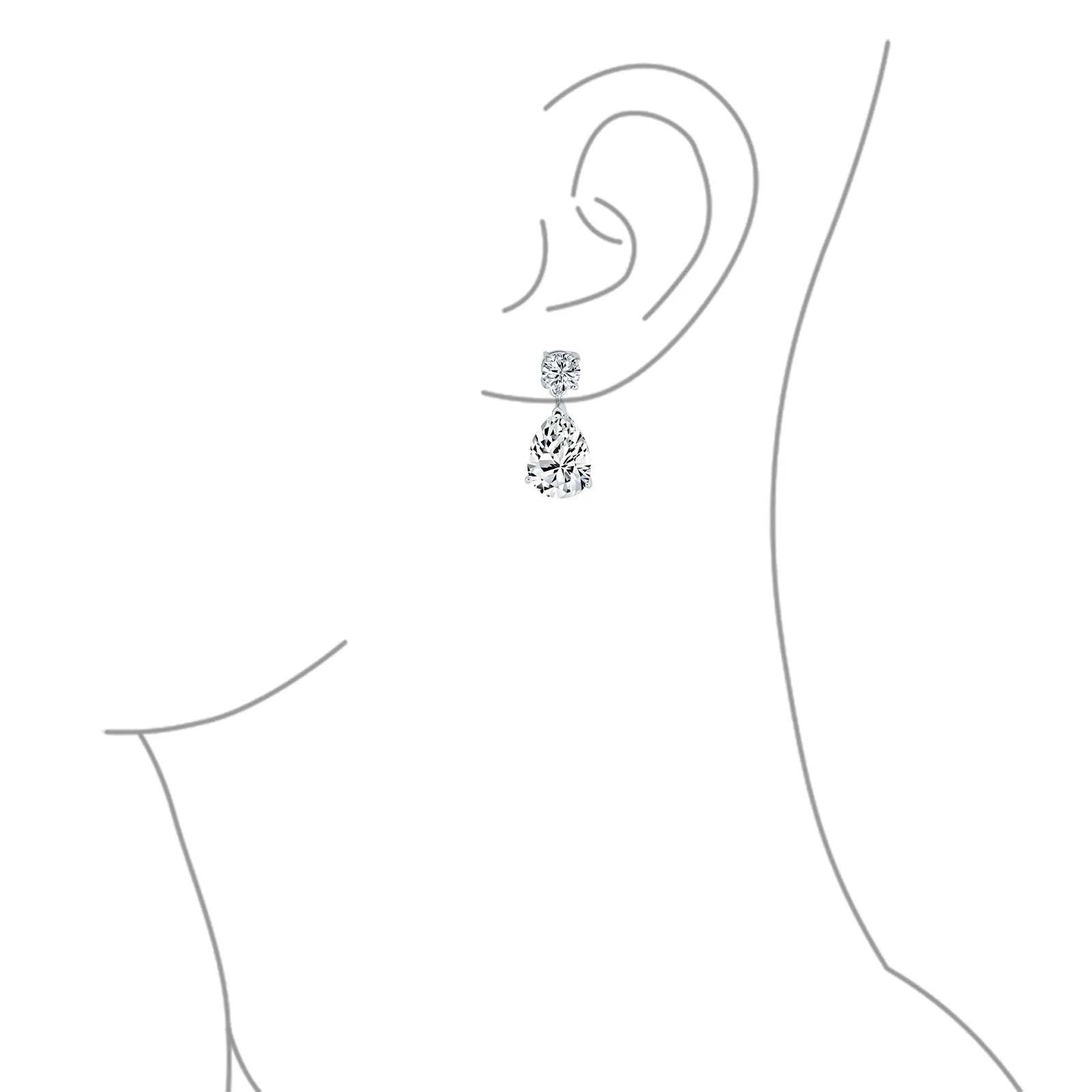 Classic Bridal CZ Dangle Chandelier Earrings 14K Gold Plated Sterling Silver