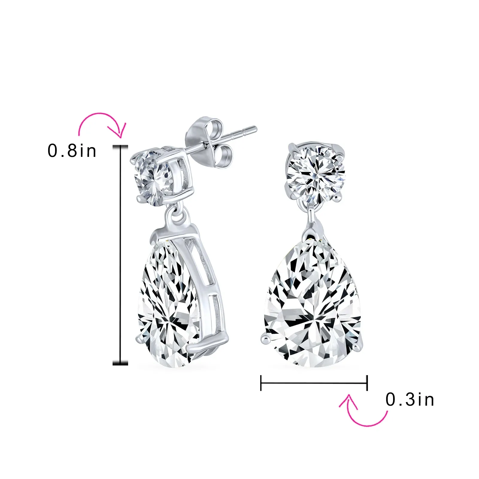 Classic Bridal CZ Dangle Chandelier Earrings 14K Gold Plated Sterling Silver