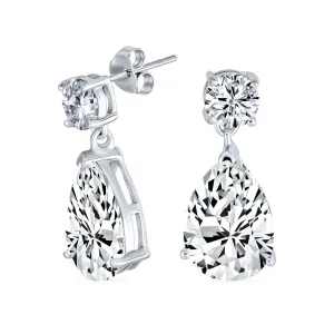 Classic Bridal CZ Dangle Chandelier Earrings 14K Gold Plated Sterling Silver