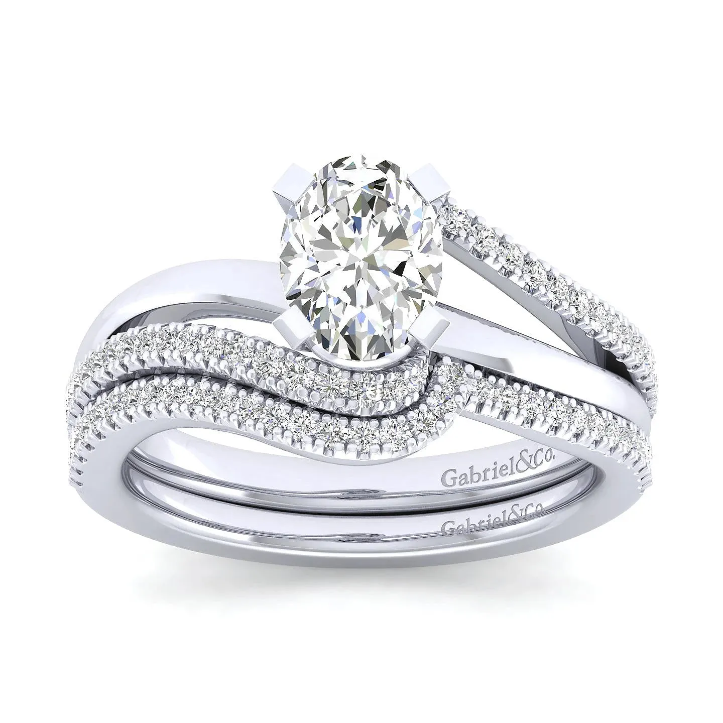 Classic Bypass Oval Cut Diamond Engagement Ring Mounting