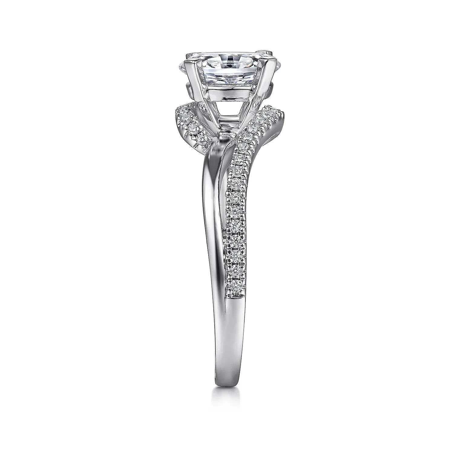 Classic Bypass Oval Cut Diamond Engagement Ring Mounting