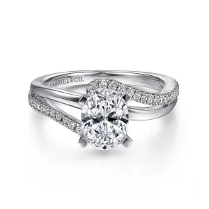 Classic Bypass Oval Cut Diamond Engagement Ring Mounting