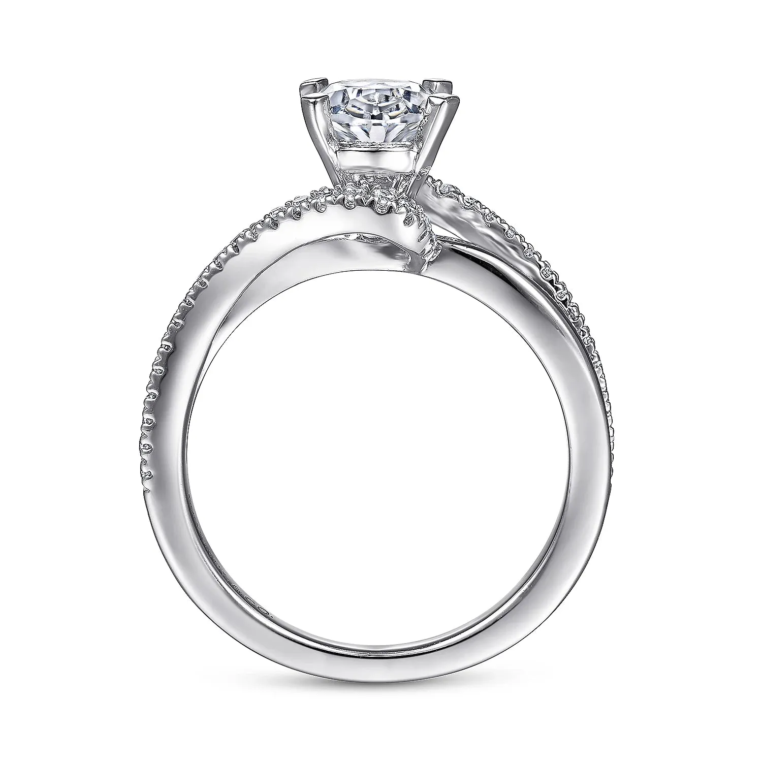 Classic Bypass Oval Cut Diamond Engagement Ring Mounting