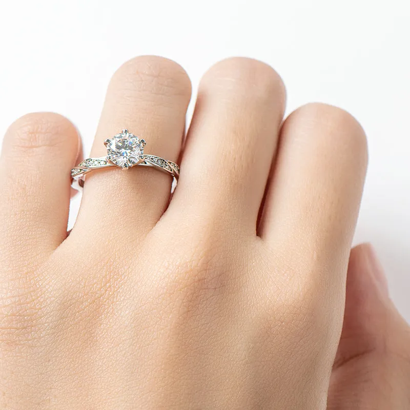 Classic Round Cut Moissanite Diamond Happy Solitaire Rings