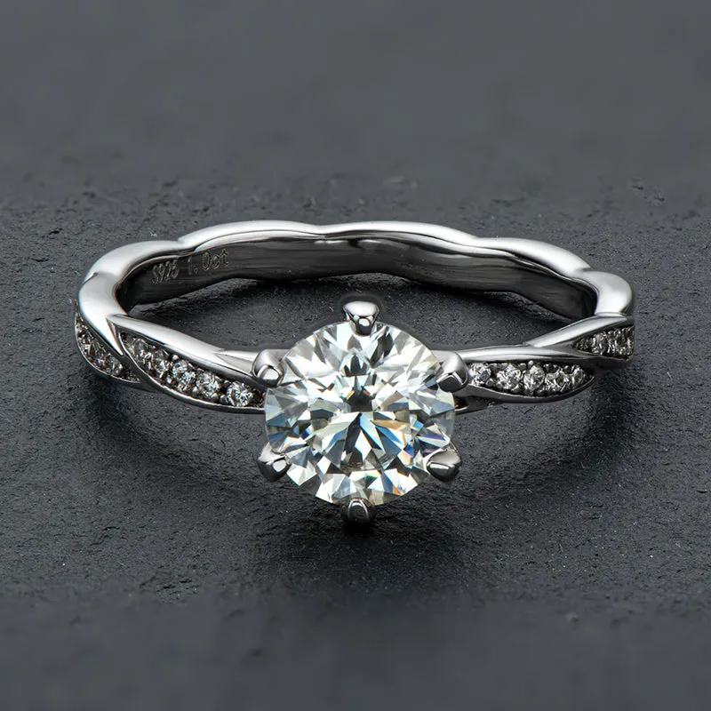 Classic Round Cut Moissanite Diamond Happy Solitaire Rings