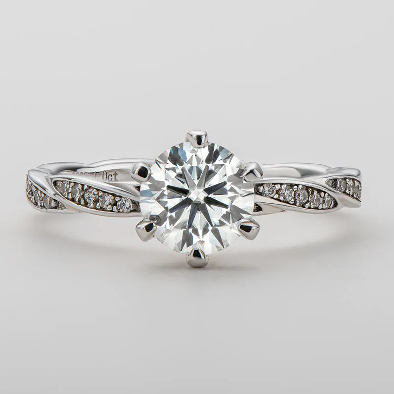 Classic Round Cut Moissanite Diamond Happy Solitaire Rings
